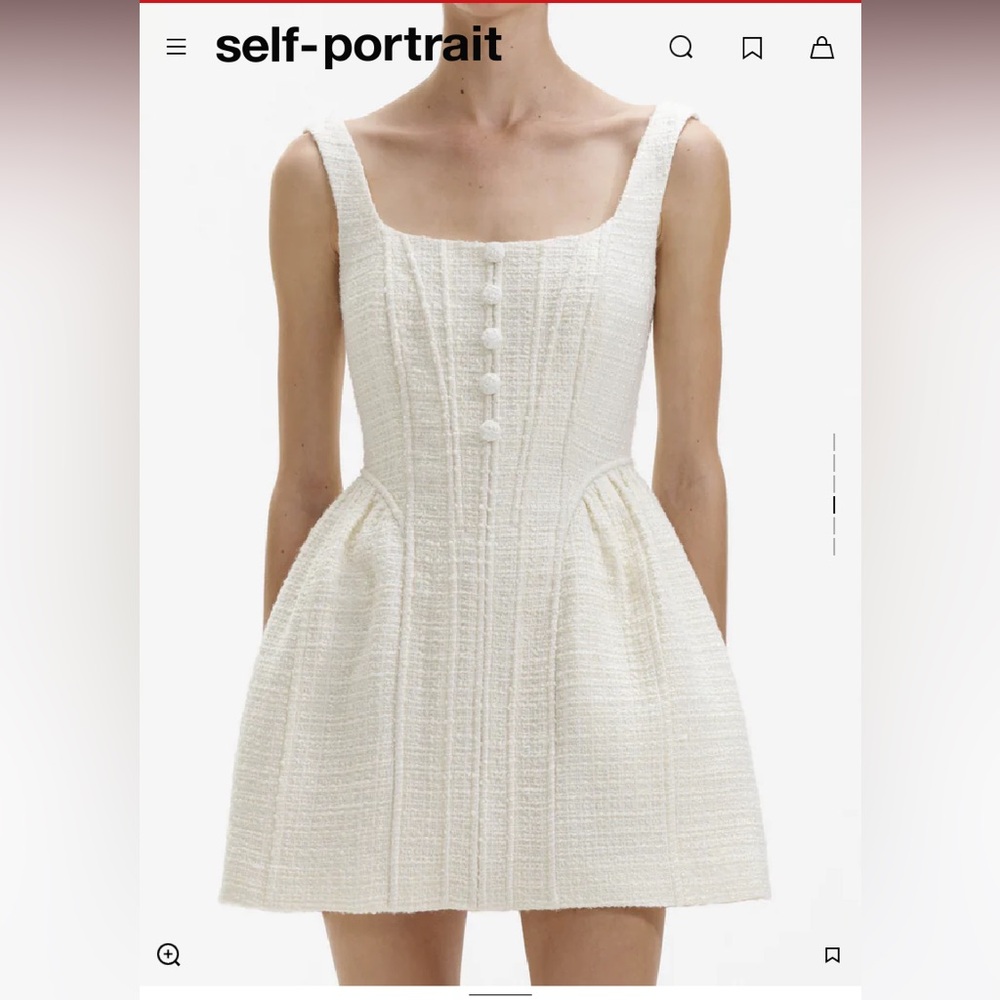 Self-Portrait cream boucle mini dress; sz 0; NWT: brand new collection
